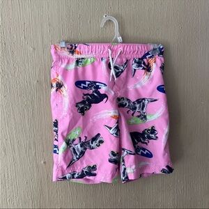 Lands End Boys 8 Swim Shorts Trunks shorts pink dinosaurs surf swimsuit
